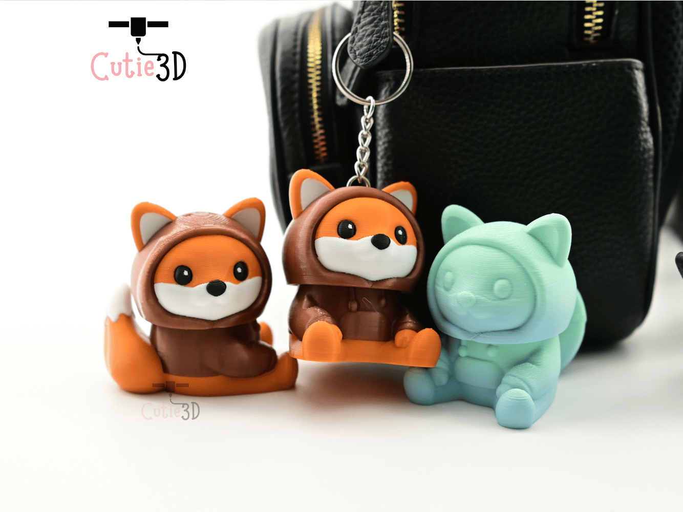 Digital Downloads - Cutie3D Cozy Fox Hoodie For Animal Lovers Keycap Fidget Clicker Keychain - Cute Backpack Keychain
