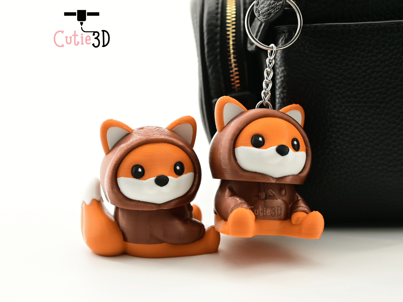 Digital Downloads - Cutie3D Cozy Fox Hoodie For Animal Lovers Keycap Fidget Clicker Keychain - Cute Backpack Keychain