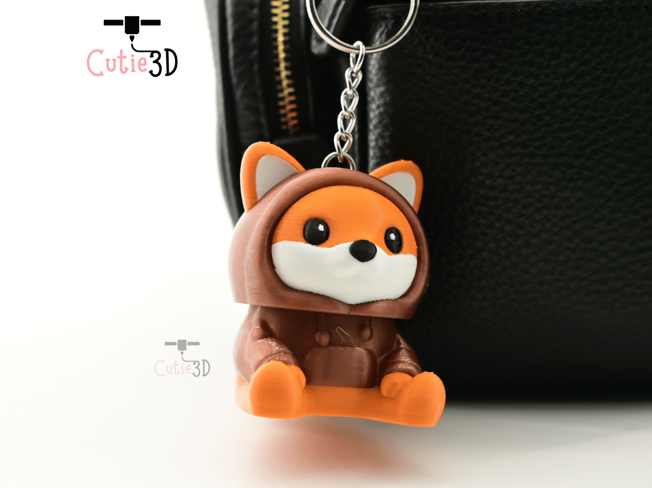 Digital Downloads - Cutie3D Cozy Fox Hoodie For Animal Lovers Keycap Fidget Clicker Keychain - Cute Backpack Keychain