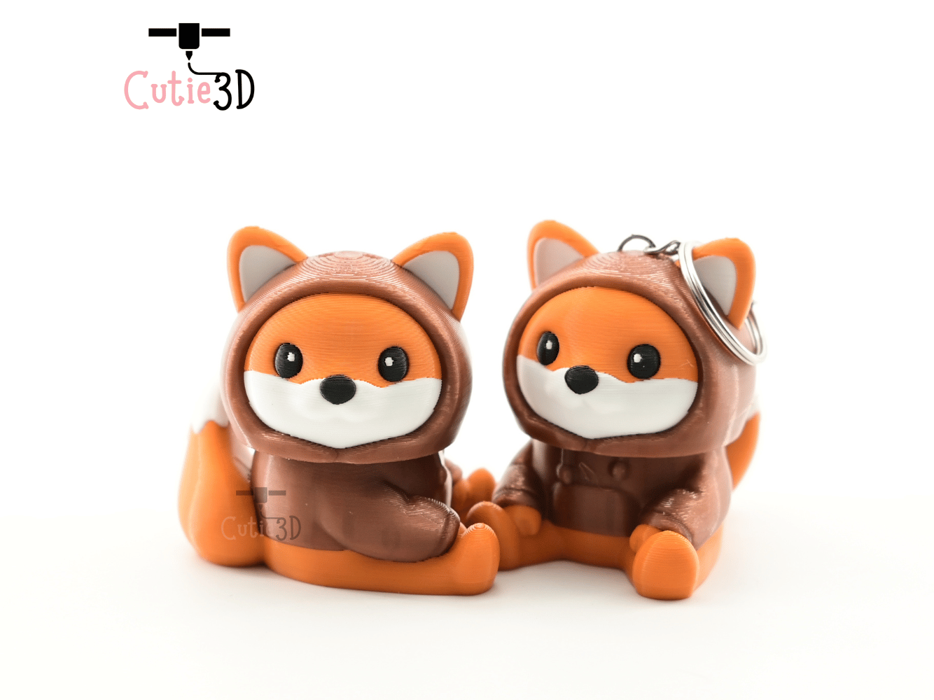 Digital Downloads - Cutie3D Cozy Fox Hoodie For Animal Lovers Keycap Fidget Clicker Keychain - Cute Backpack Keychain