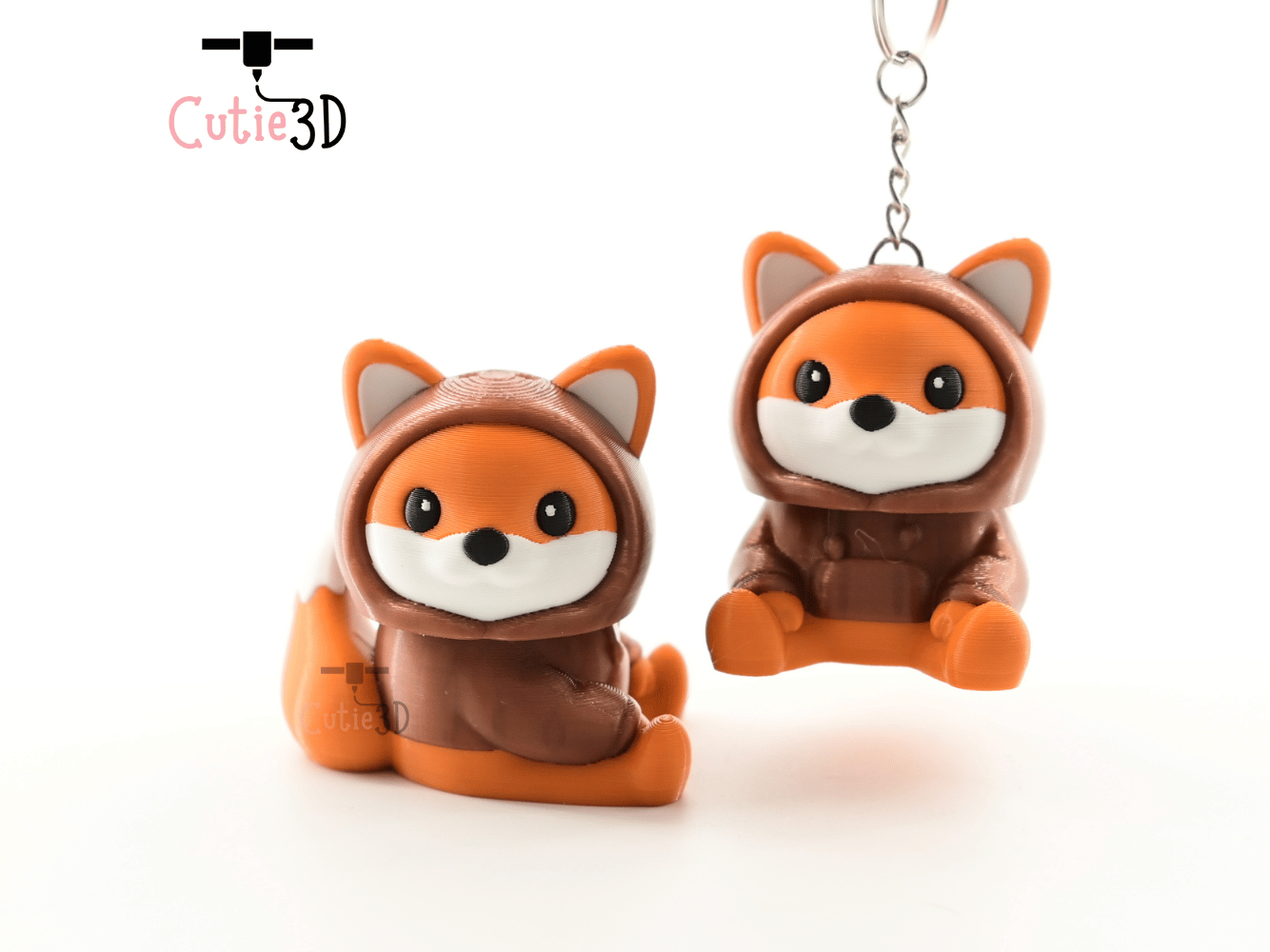 Digital Downloads - Cutie3D Cozy Fox Hoodie For Animal Lovers Keycap Fidget Clicker Keychain - Cute Backpack Keychain