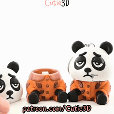 Digital Downloads - Cutie3D Cozy Sleepy Panda Keycap Fidget Clicker Keychain - Cute Backpack Keychain