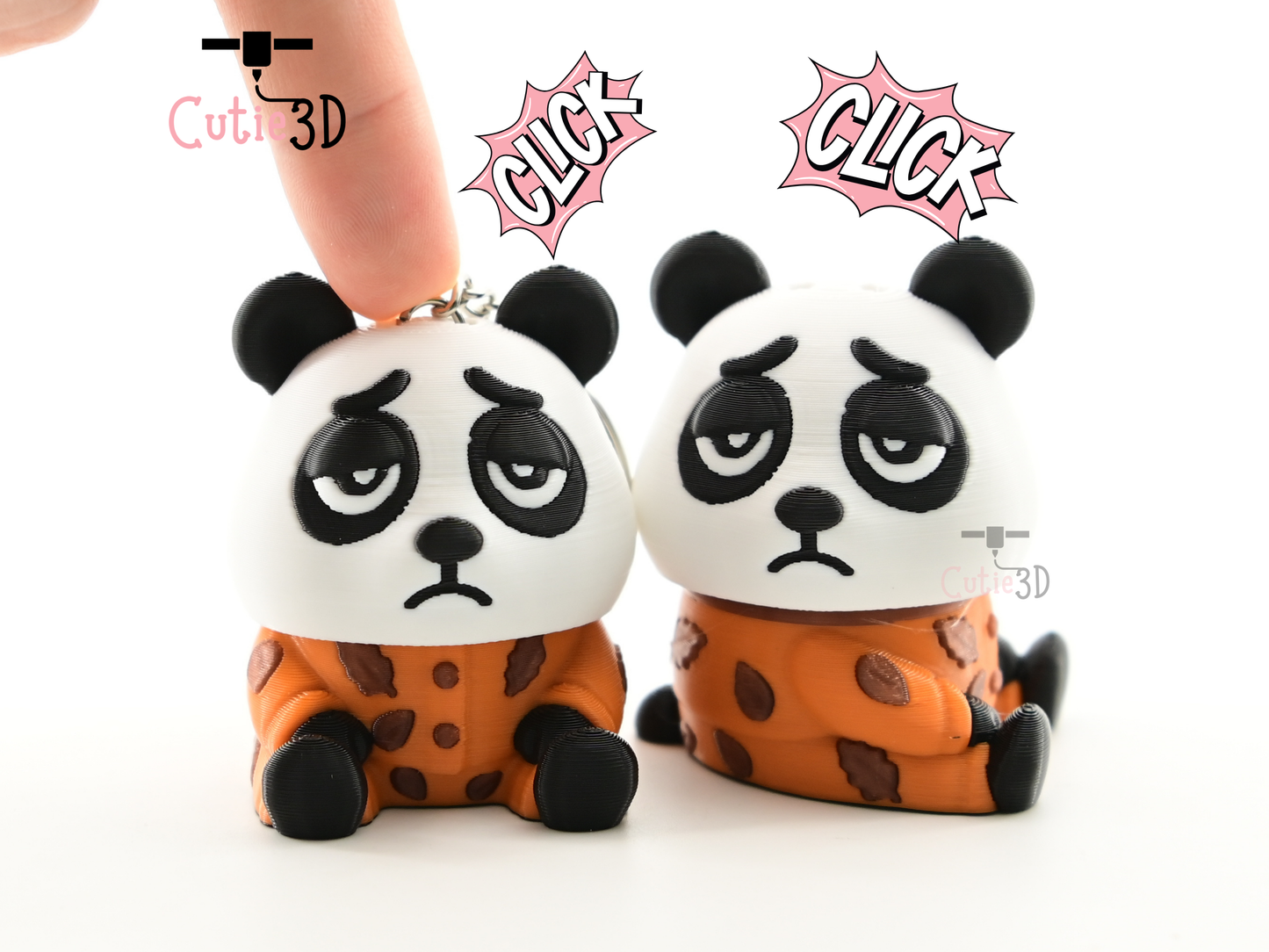 Digital Downloads - Cutie3D Cozy Sleepy Panda Keycap Fidget Clicker Keychain - Cute Backpack Keychain