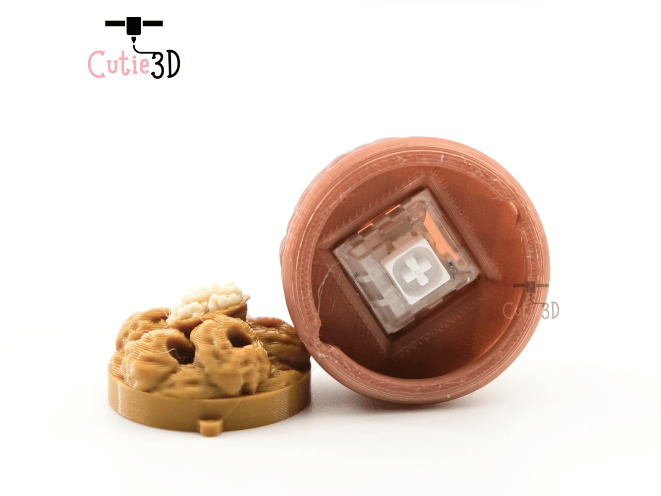 Digital Downloads - Cutie3D Cozy Walnut Basket Keycap Fidget Clicker Keychain - Cute Backpack Keychain
