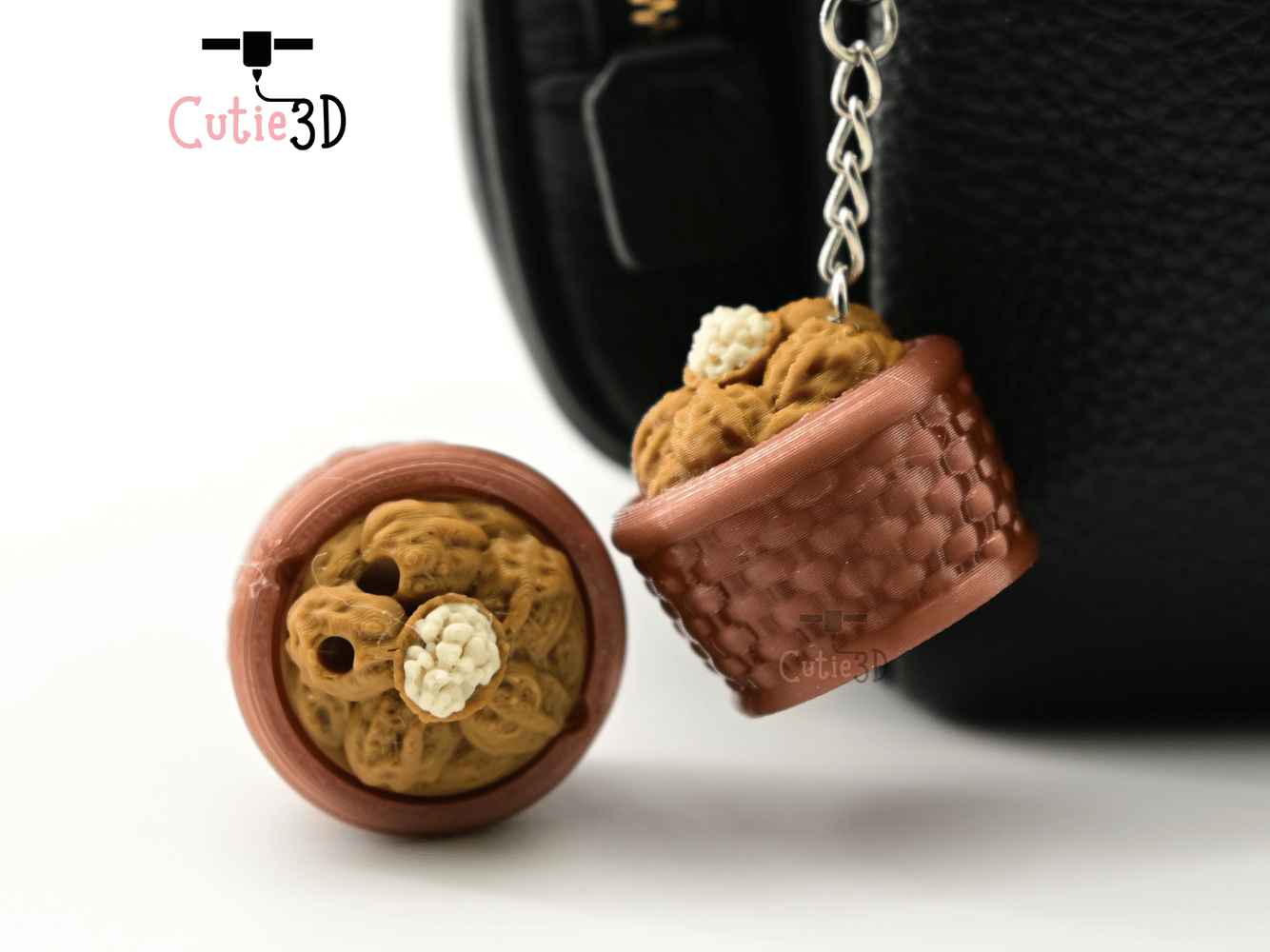 Digital Downloads - Cutie3D Cozy Walnut Basket Keycap Fidget Clicker Keychain - Cute Backpack Keychain
