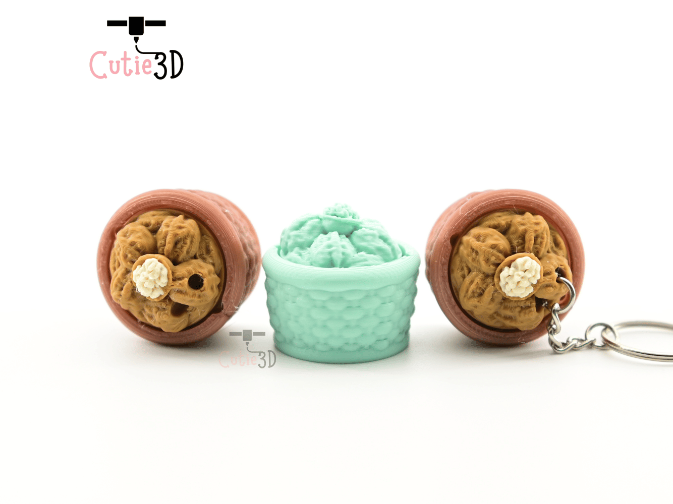 Digital Downloads - Cutie3D Cozy Walnut Basket Keycap Fidget Clicker Keychain - Cute Backpack Keychain