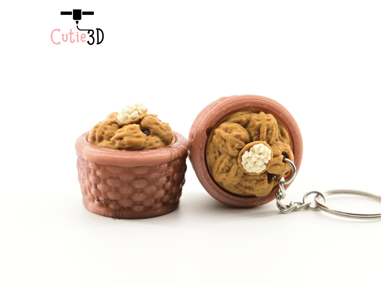 Digital Downloads - Cutie3D Cozy Walnut Basket Keycap Fidget Clicker Keychain - Cute Backpack Keychain