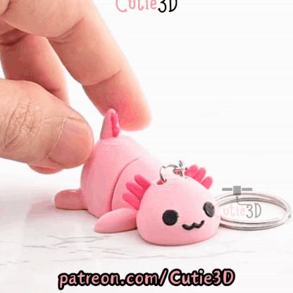 Digital Downloads - Cutie3D Cute And Cozy Axolotl Articulated Keychain - Cute Backpack Keychain