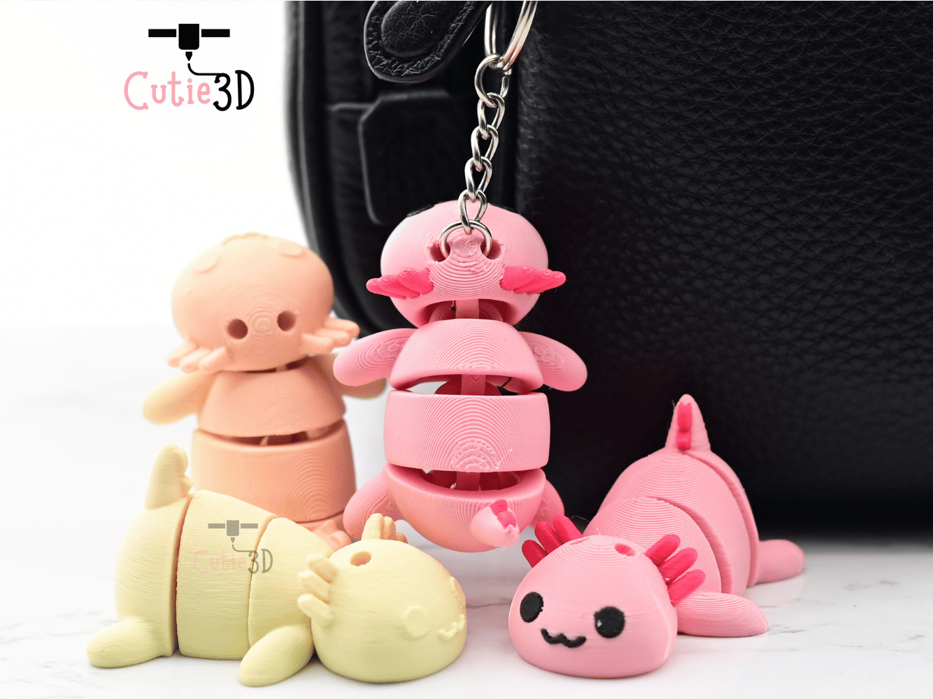Digital Downloads - Cutie3D Cute And Cozy Axolotl Articulated Keychain - Cute Backpack Keychain