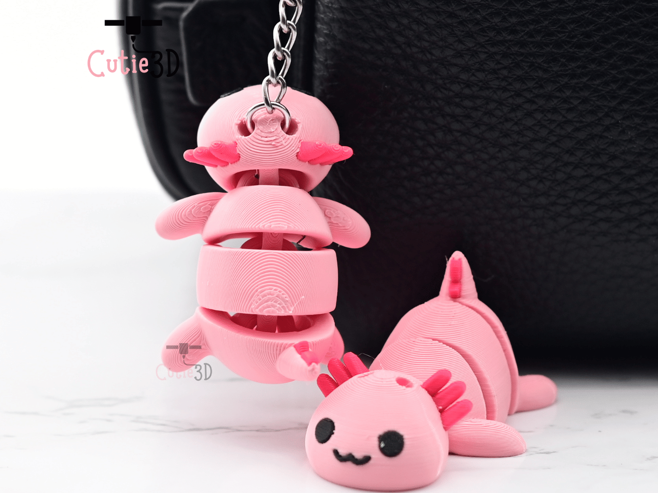 Digital Downloads - Cutie3D Cute And Cozy Axolotl Articulated Keychain - Cute Backpack Keychain