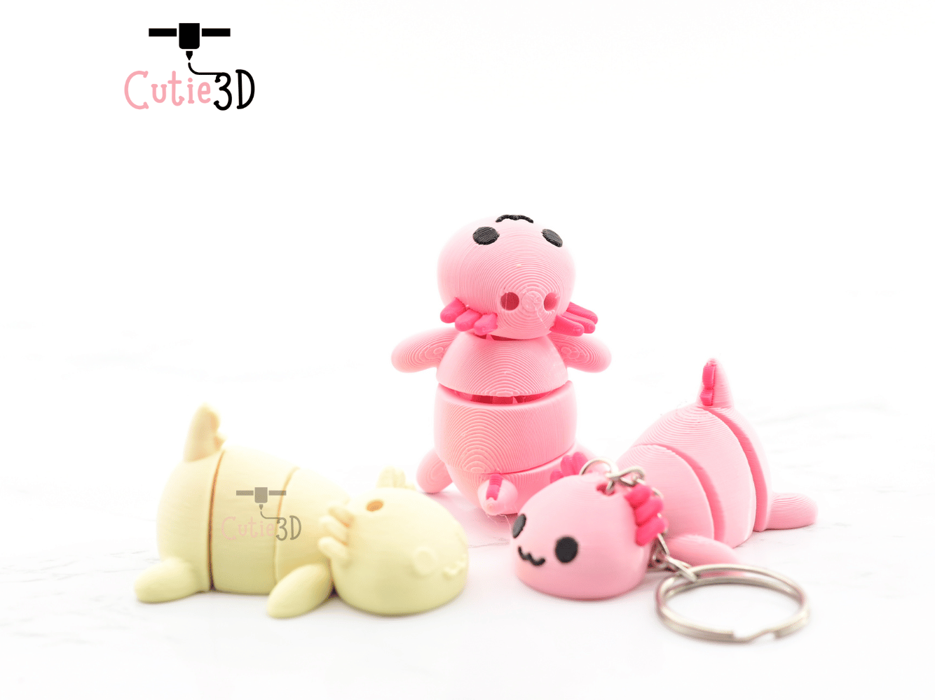 Digital Downloads - Cutie3D Cute And Cozy Axolotl Articulated Keychain - Cute Backpack Keychain