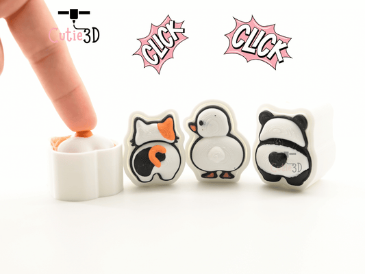 Digital Downloads - Cutie3D Set Of Cute Animal Booty Keycap Fidget Clicker Keychain - Cute Backpack Keychain