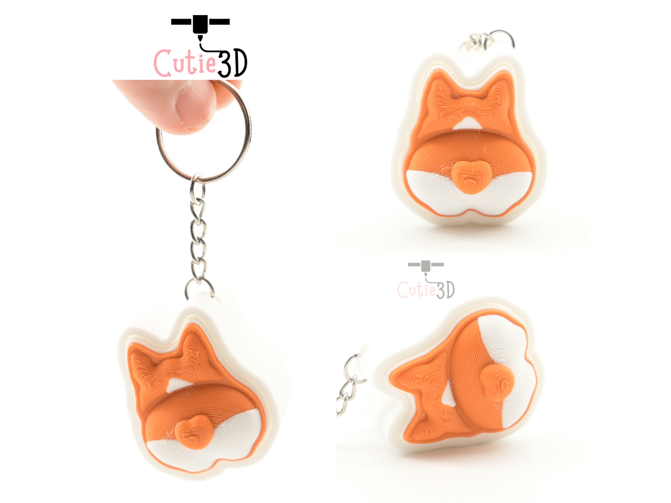 Digital Downloads - Cutie3D Set Of Cute Animal Booty Keycap Fidget Clicker Keychain - Cute Backpack Keychain