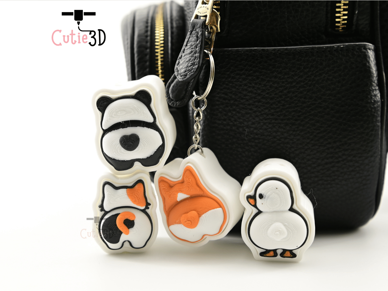 Digital Downloads - Cutie3D Set Of Cute Animal Booty Keycap Fidget Clicker Keychain - Cute Backpack Keychain