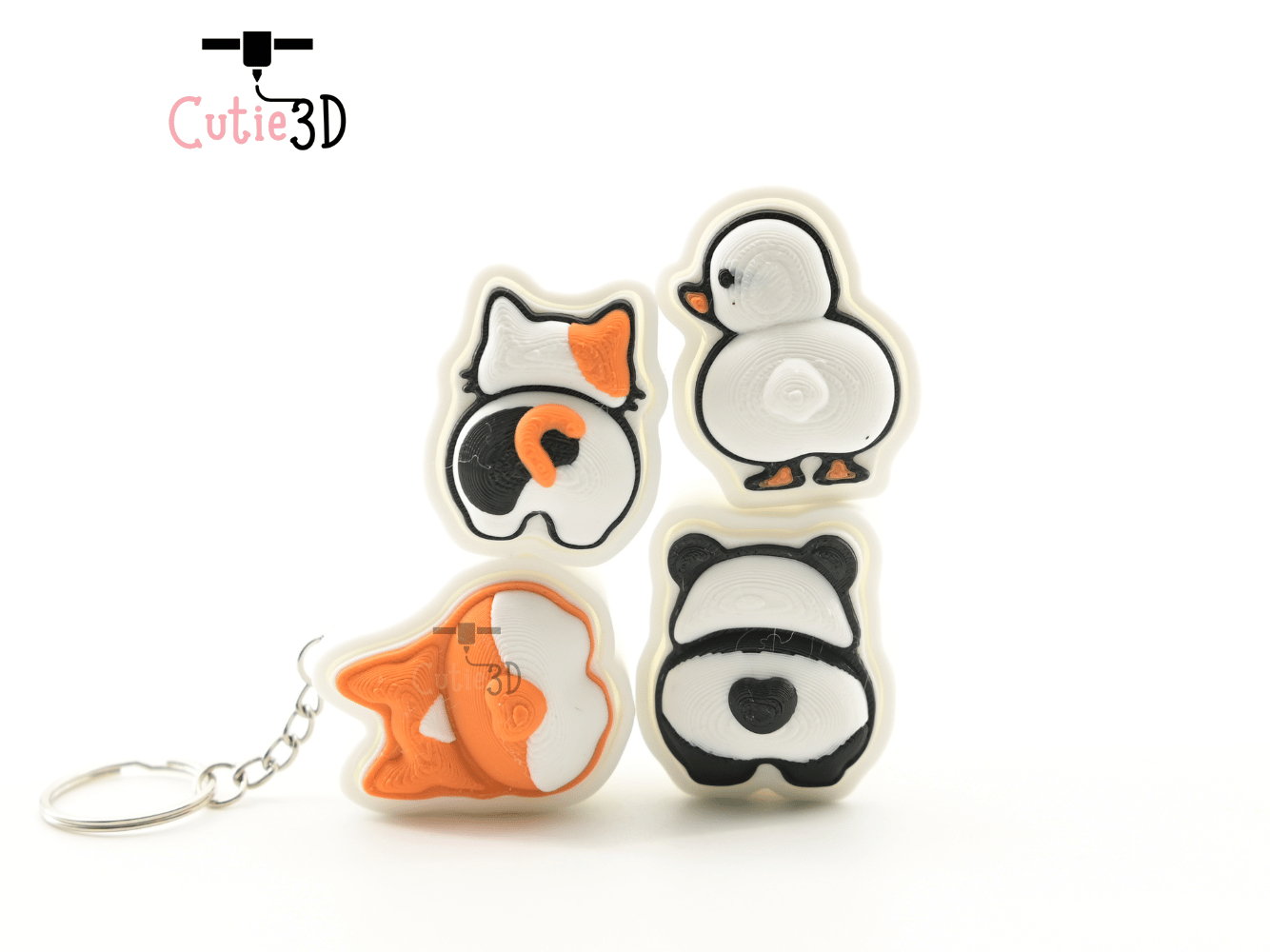 Digital Downloads - Cutie3D Set Of Cute Animal Booty Keycap Fidget Clicker Keychain - Cute Backpack Keychain