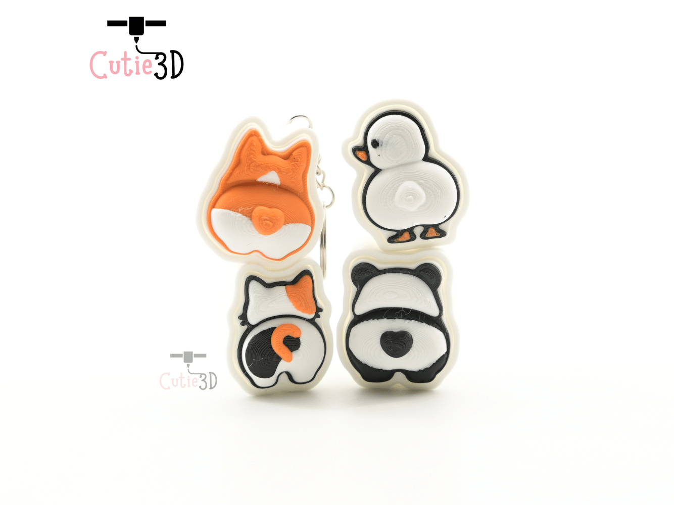 Digital Downloads - Cutie3D Set Of Cute Animal Booty Keycap Fidget Clicker Keychain - Cute Backpack Keychain
