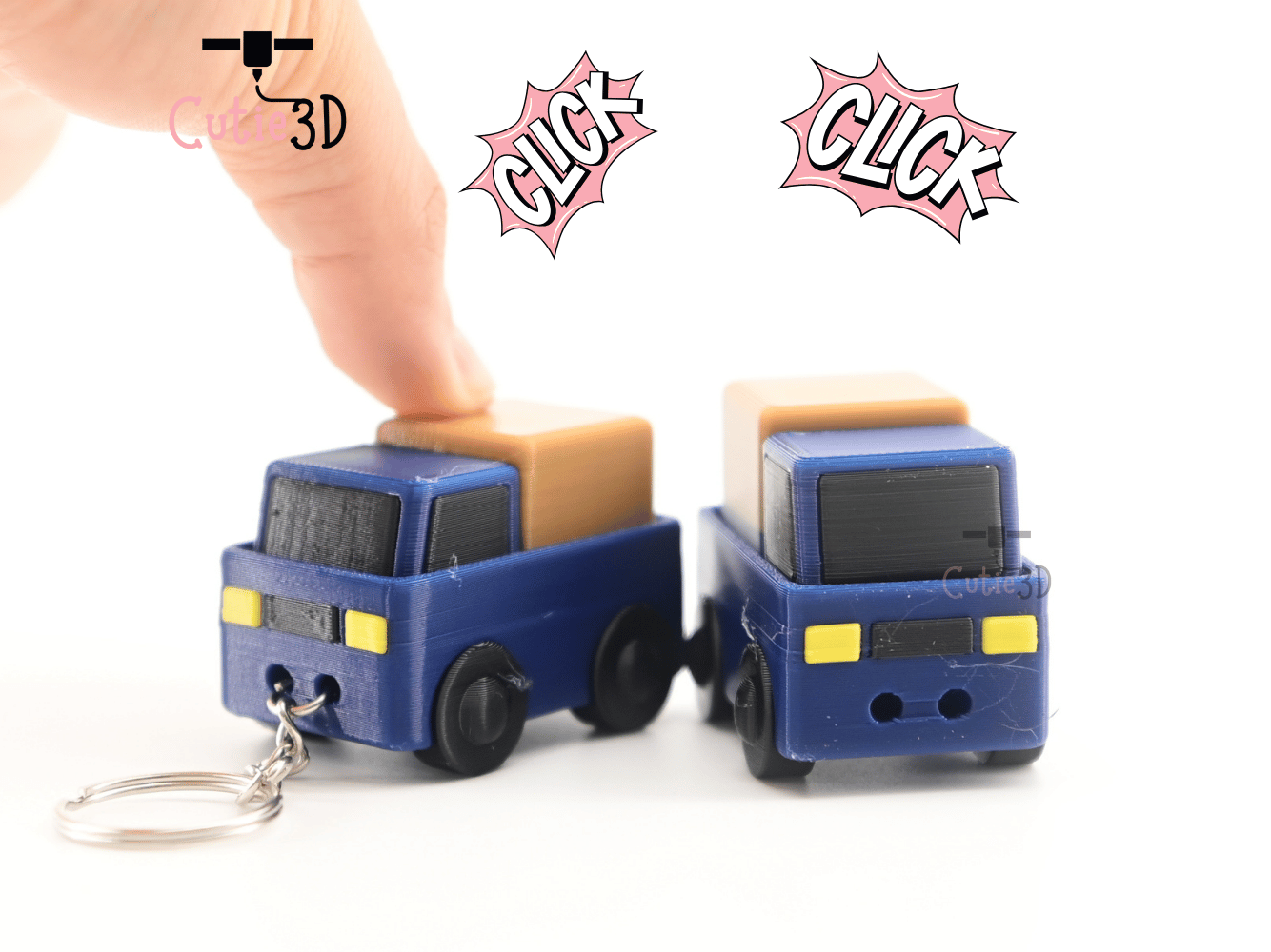 Digital Downloads - Cutie3D Delivery Truck Keycap Fidget Clicker Keychain - Cute Backpack Keychain