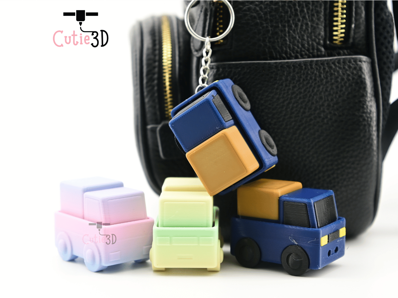 Digital Downloads - Cutie3D Delivery Truck Keycap Fidget Clicker Keychain - Cute Backpack Keychain