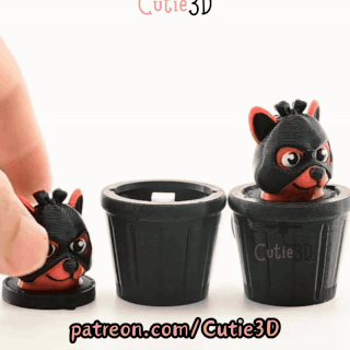 Digital Downloads - Cutie3D Dog Thief In Trash Can Keycap Fidget Clicker Keychain - Cute Backpack Keychain