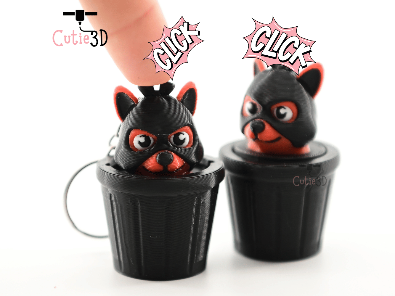 Digital Downloads - Cutie3D Dog Thief In Trash Can Keycap Fidget Clicker Keychain - Cute Backpack Keychain