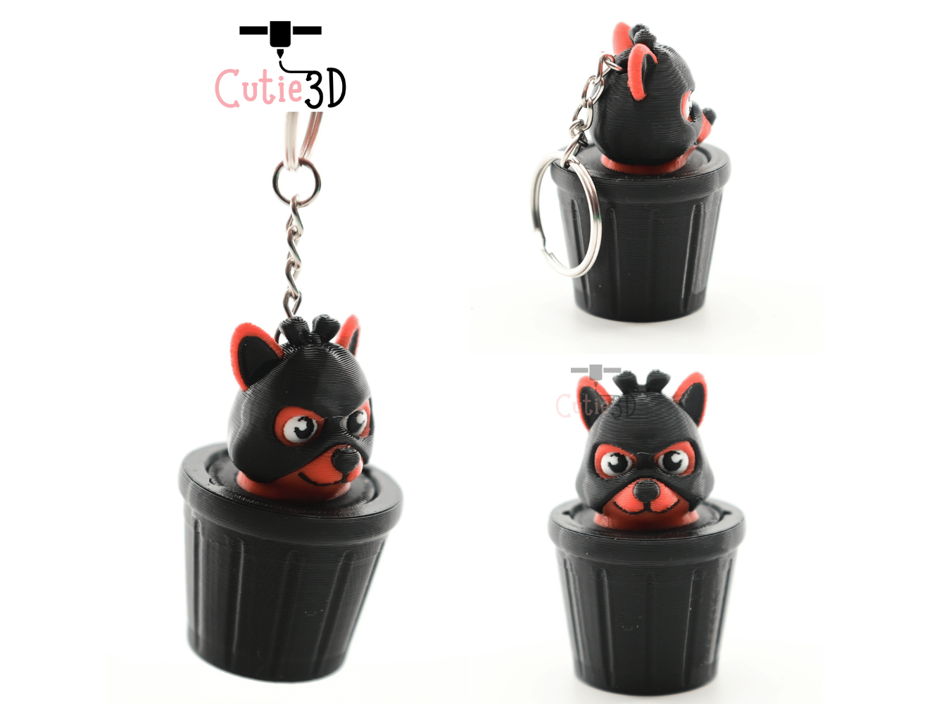 Digital Downloads - Cutie3D Dog Thief In Trash Can Keycap Fidget Clicker Keychain - Cute Backpack Keychain