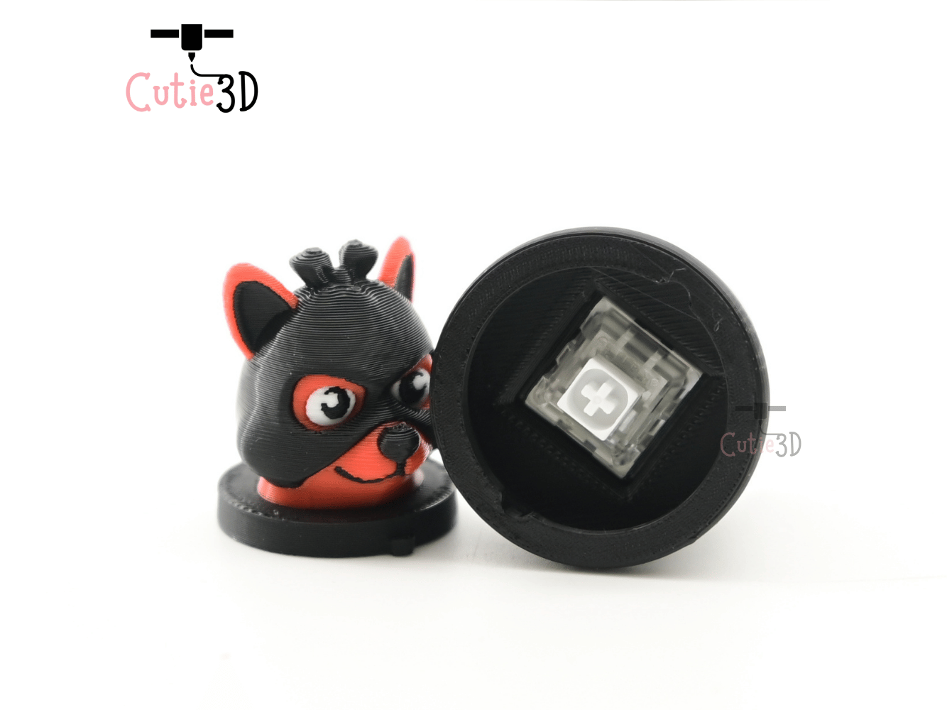 Digital Downloads - Cutie3D Dog Thief In Trash Can Keycap Fidget Clicker Keychain - Cute Backpack Keychain