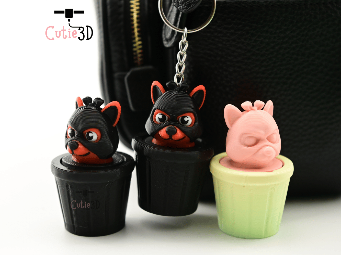 Digital Downloads - Cutie3D Dog Thief In Trash Can Keycap Fidget Clicker Keychain - Cute Backpack Keychain