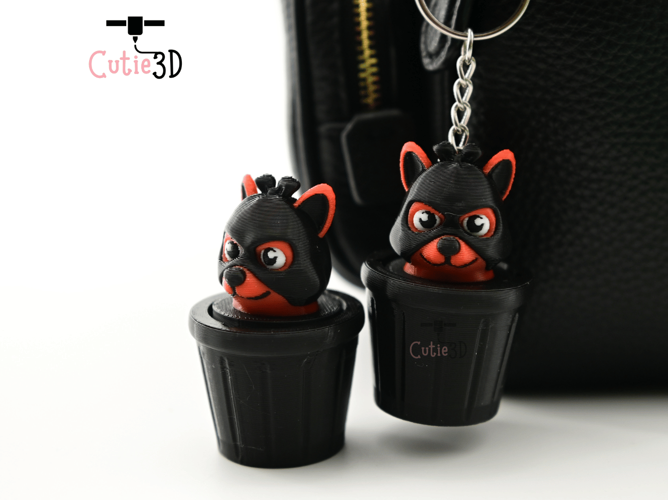 Digital Downloads - Cutie3D Dog Thief In Trash Can Keycap Fidget Clicker Keychain - Cute Backpack Keychain