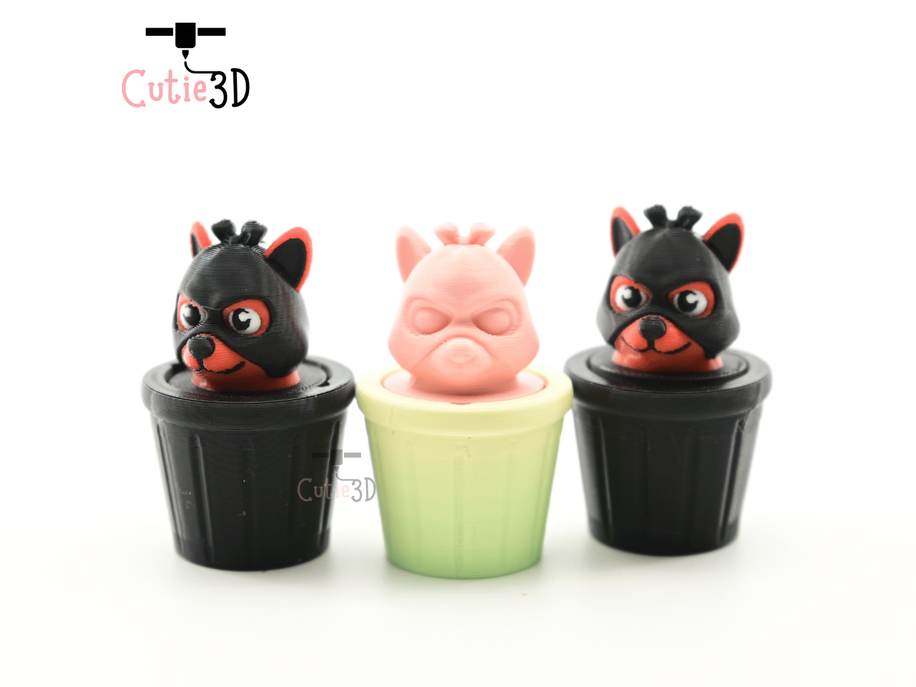 Digital Downloads - Cutie3D Dog Thief In Trash Can Keycap Fidget Clicker Keychain - Cute Backpack Keychain
