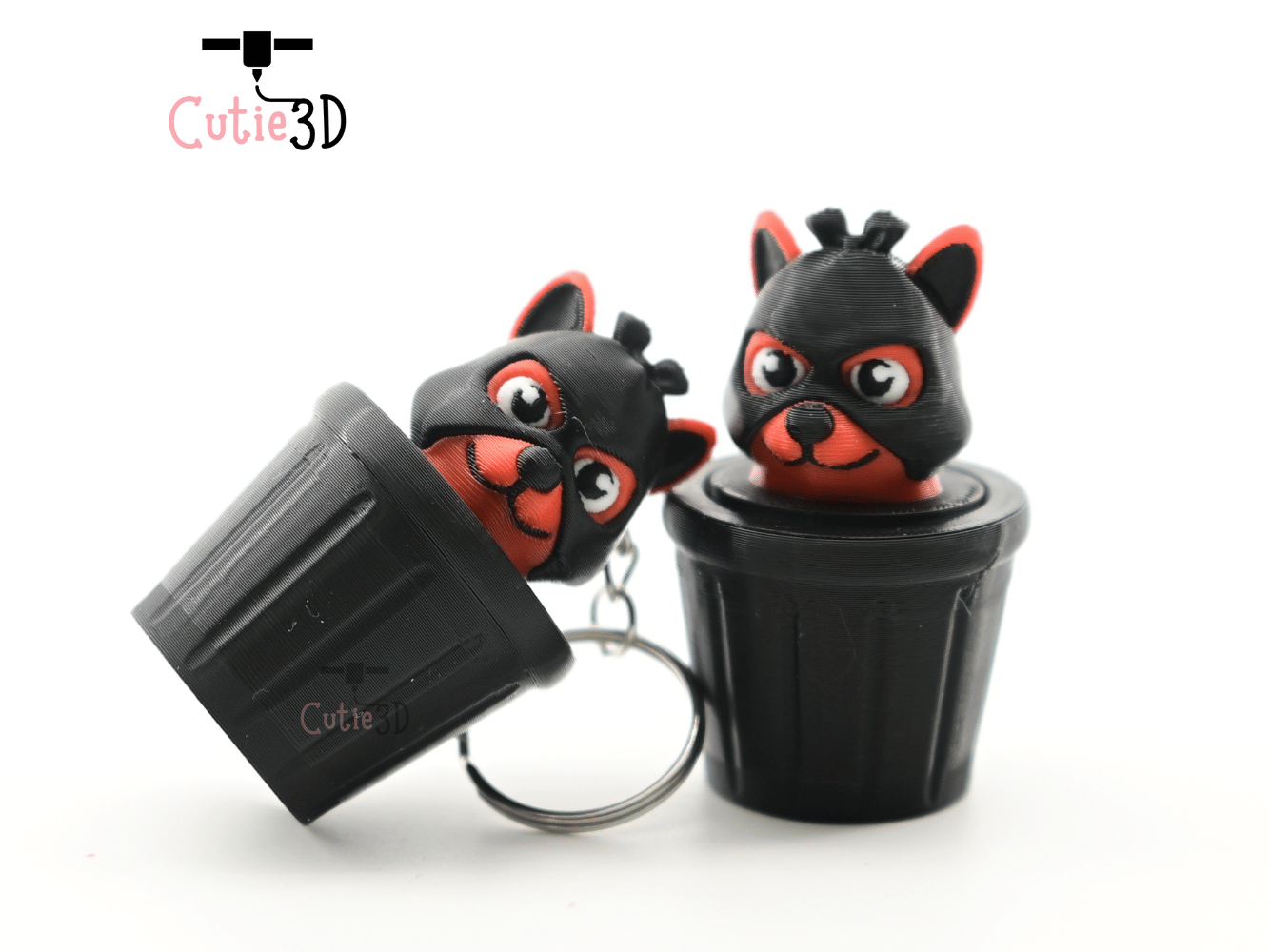 Digital Downloads - Cutie3D Dog Thief In Trash Can Keycap Fidget Clicker Keychain - Cute Backpack Keychain