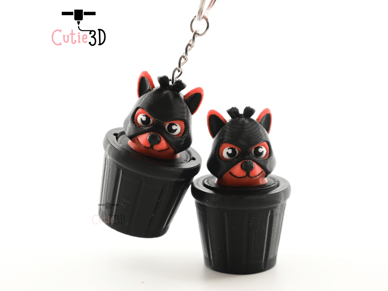 Digital Downloads - Cutie3D Dog Thief In Trash Can Keycap Fidget Clicker Keychain - Cute Backpack Keychain