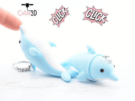 Digital Downloads - Cutie3D Dolphin Keycap Fidget Clicker Keychain - Cute Backpack Keychain