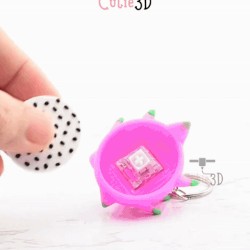 Digital Downloads - Cutie3D Dragon Fruit Keycap Fidget Clicker Keychain - Cute Backpack Keychain