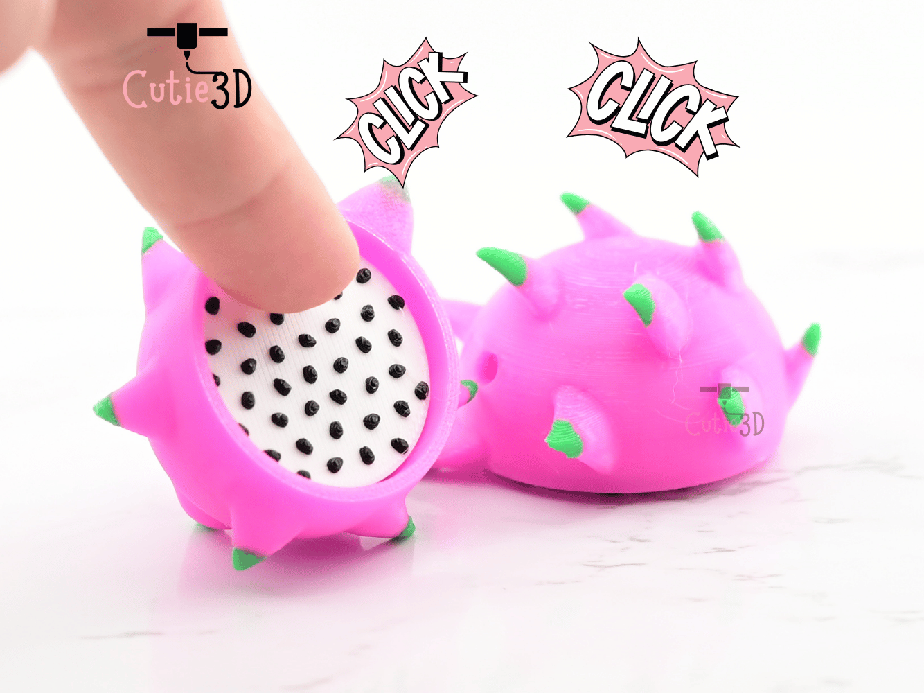 Digital Downloads - Cutie3D Dragon Fruit Keycap Fidget Clicker Keychain - Cute Backpack Keychain