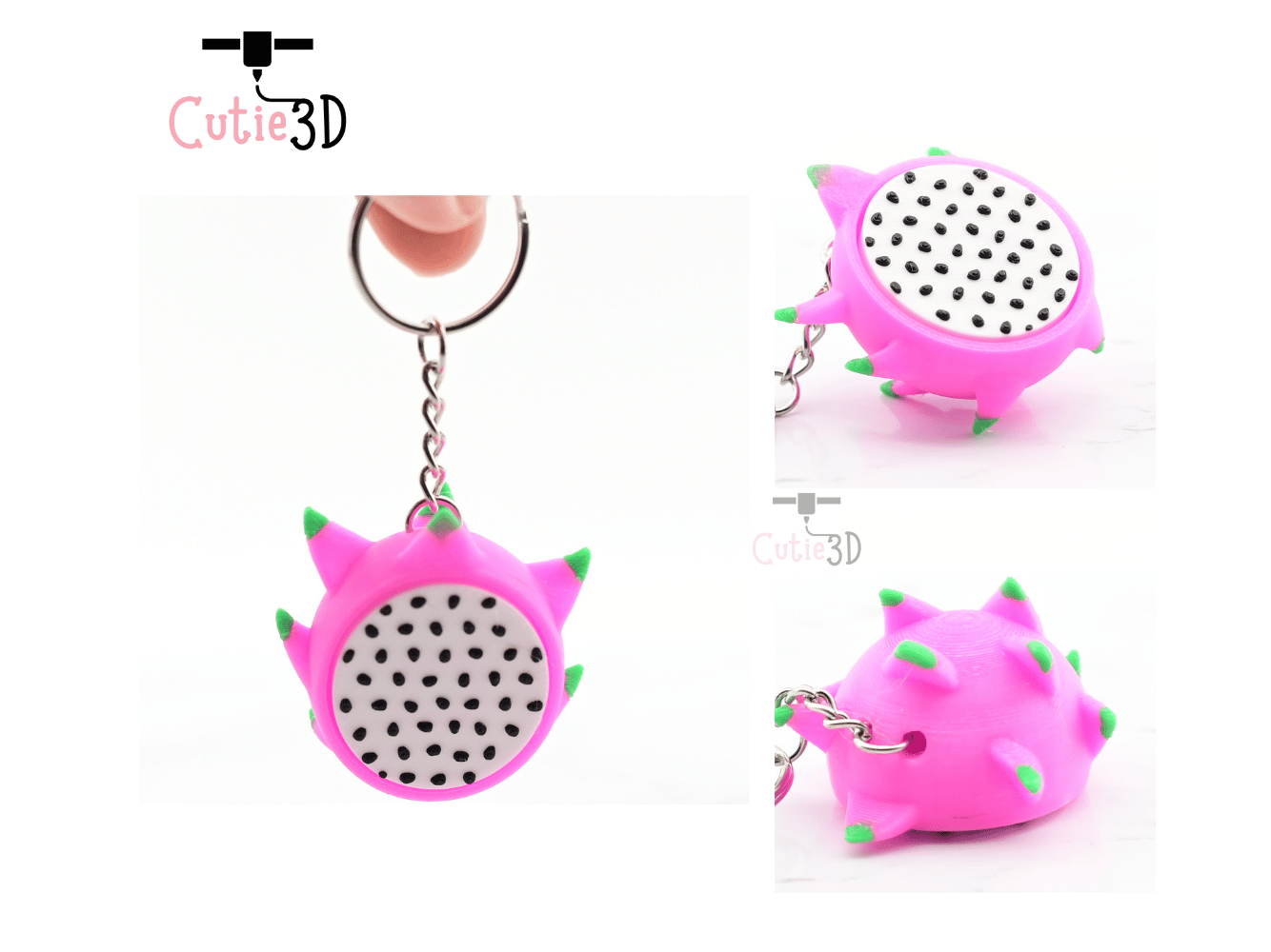 Digital Downloads - Cutie3D Dragon Fruit Keycap Fidget Clicker Keychain - Cute Backpack Keychain