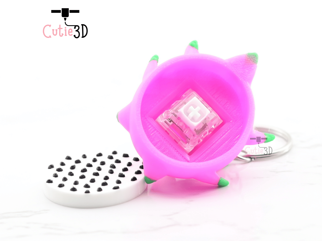 Digital Downloads - Cutie3D Dragon Fruit Keycap Fidget Clicker Keychain - Cute Backpack Keychain