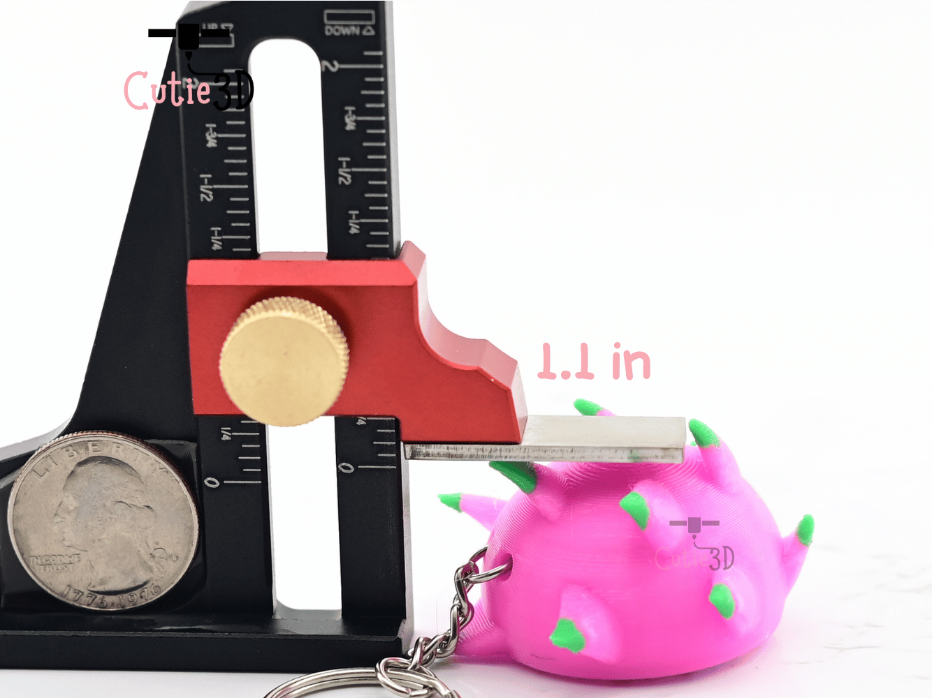 Digital Downloads - Cutie3D Dragon Fruit Keycap Fidget Clicker Keychain - Cute Backpack Keychain
