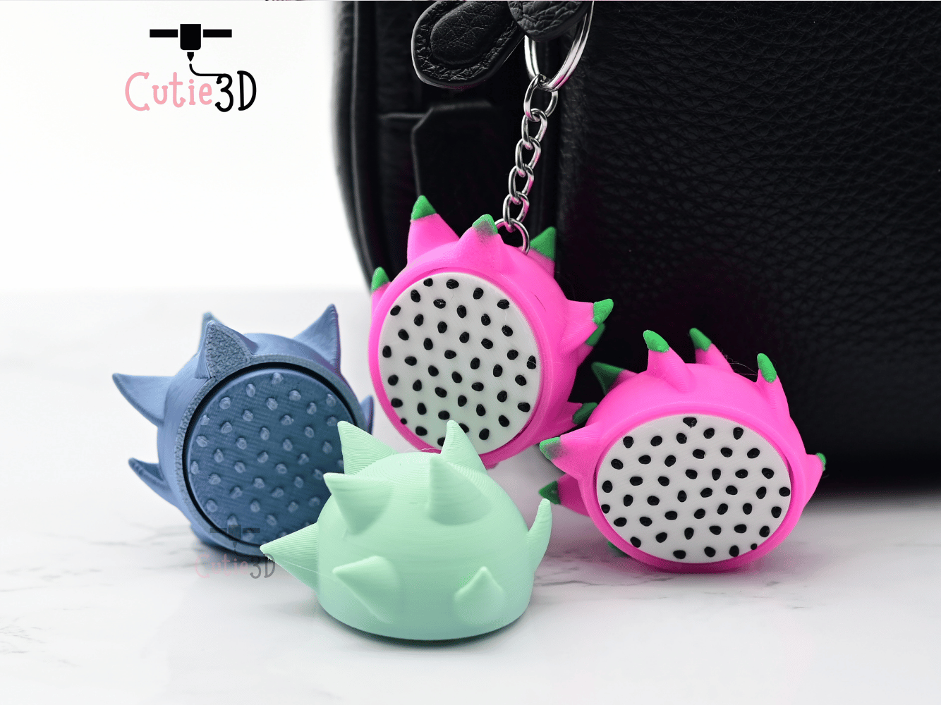 Digital Downloads - Cutie3D Dragon Fruit Keycap Fidget Clicker Keychain - Cute Backpack Keychain