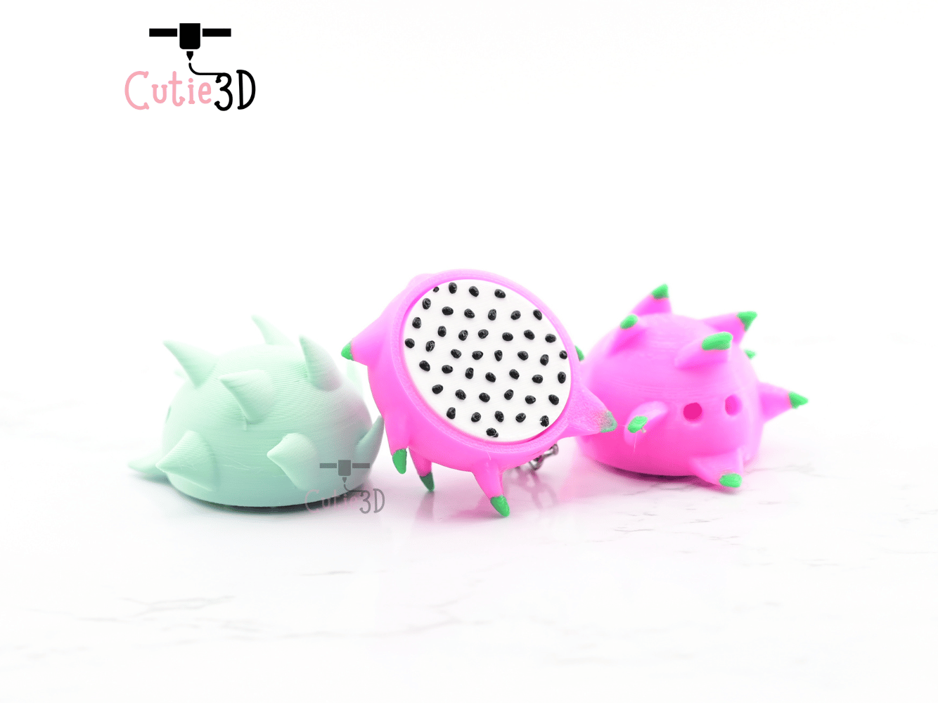 Digital Downloads - Cutie3D Dragon Fruit Keycap Fidget Clicker Keychain - Cute Backpack Keychain