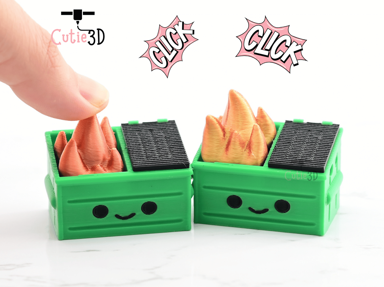 Digital Downloads - Cutie3D Dumpster Fire Keycap Fidget Clicker Keychain - Cute Backpack Keychain