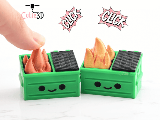 Digital Downloads - Cutie3D Dumpster Fire Keycap Fidget Clicker Keychain - Cute Backpack Keychain