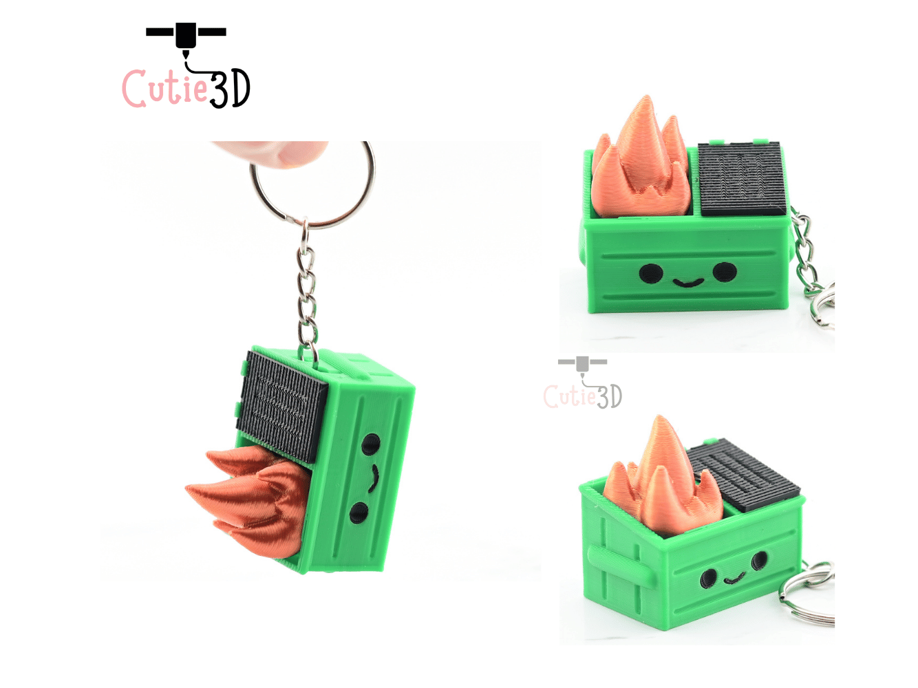 Digital Downloads - Cutie3D Dumpster Fire Keycap Fidget Clicker Keychain - Cute Backpack Keychain