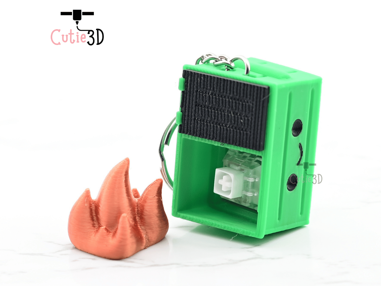 Digital Downloads - Cutie3D Dumpster Fire Keycap Fidget Clicker Keychain - Cute Backpack Keychain