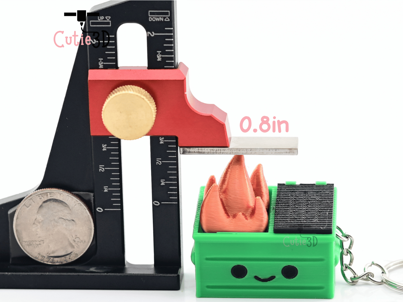 Digital Downloads - Cutie3D Dumpster Fire Keycap Fidget Clicker Keychain - Cute Backpack Keychain