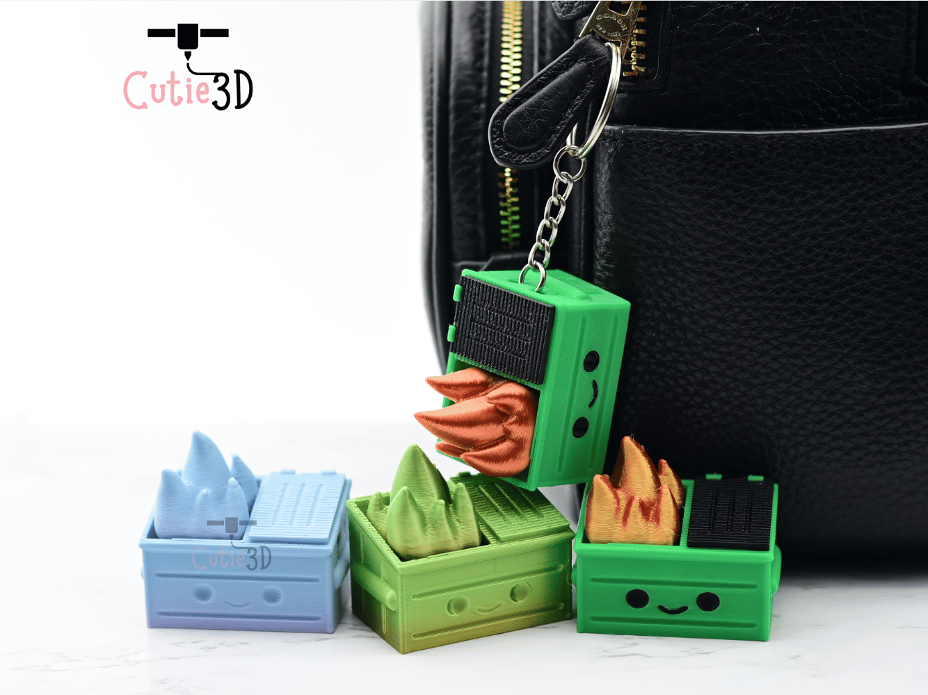 Digital Downloads - Cutie3D Dumpster Fire Keycap Fidget Clicker Keychain - Cute Backpack Keychain