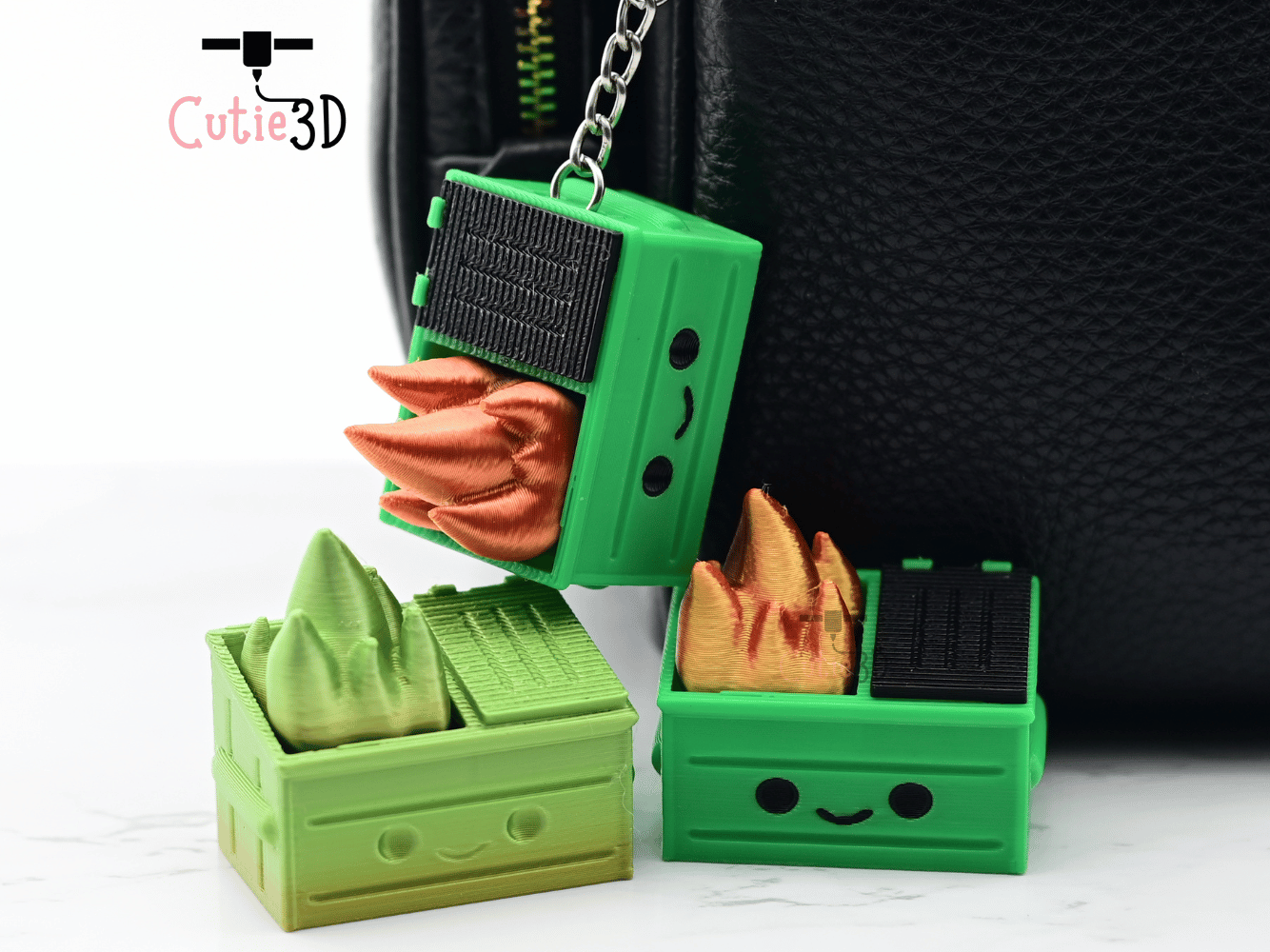 Digital Downloads - Cutie3D Dumpster Fire Keycap Fidget Clicker Keychain - Cute Backpack Keychain