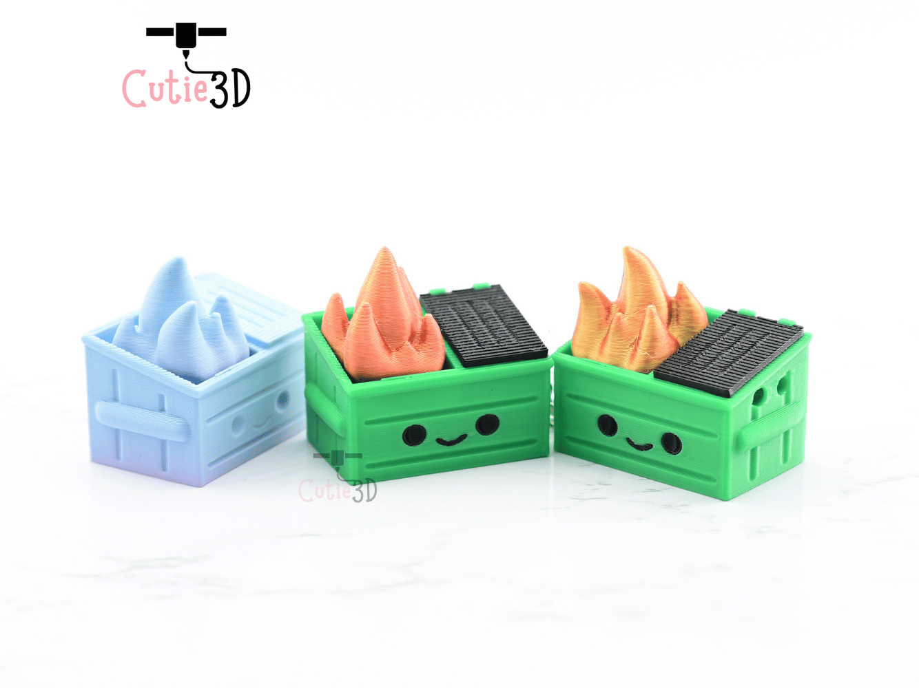 Digital Downloads - Cutie3D Dumpster Fire Keycap Fidget Clicker Keychain - Cute Backpack Keychain