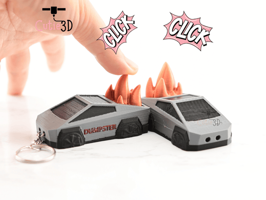 Digital Downloads - Cutie3D Dumpster Truck On Fire Keycap Fidget Clicker Keychain - Cute Backpack Keychain
