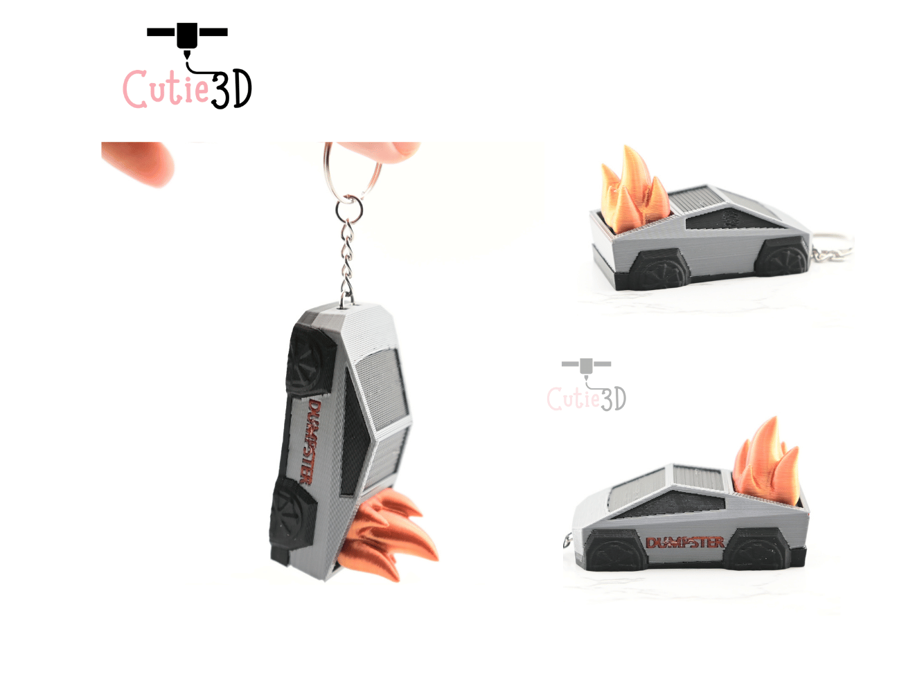 Digital Downloads - Cutie3D Dumpster Truck On Fire Keycap Fidget Clicker Keychain - Cute Backpack Keychain