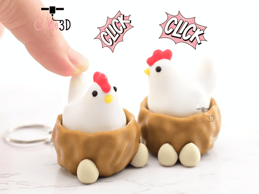 Digital Downloads - Cutie3D Egg Nesting Hen Keycap Fidget Clicker Keychain - Cute Backpack Keychain